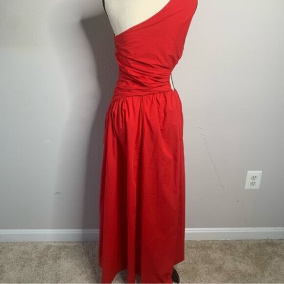 NWT Abercrombie & Fitch Red One-Shoulder Cutout Maxi Dress - Picture 10 of 13